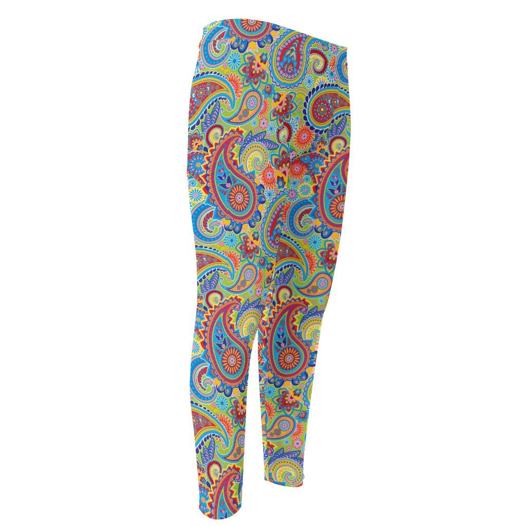 Asian Paisley Pattern Print Men's Compression Pants