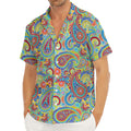 Asian Paisley Pattern Print Men's Deep V-Neck Shirt