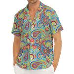 Asian Paisley Pattern Print Men's Deep V-Neck Shirt