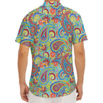 Asian Paisley Pattern Print Men's Deep V-Neck Shirt