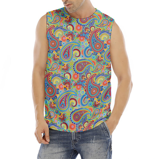 Asian Paisley Pattern Print Men's Fitness Tank Top