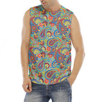 Asian Paisley Pattern Print Men's Fitness Tank Top
