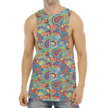 Asian Paisley Pattern Print Men's Muscle Tank Top