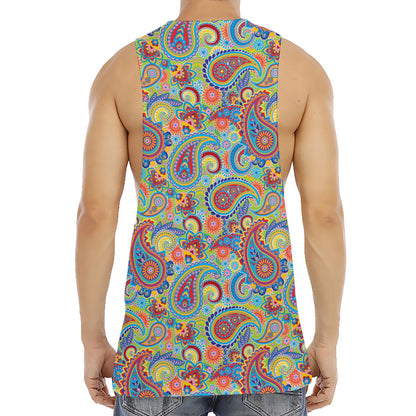 Asian Paisley Pattern Print Men's Muscle Tank Top