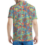 Asian Paisley Pattern Print Men's Polo Shirt