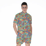 Asian Paisley Pattern Print Men's Rompers