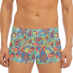 Asian Paisley Pattern Print Men's Short Boxer Briefs