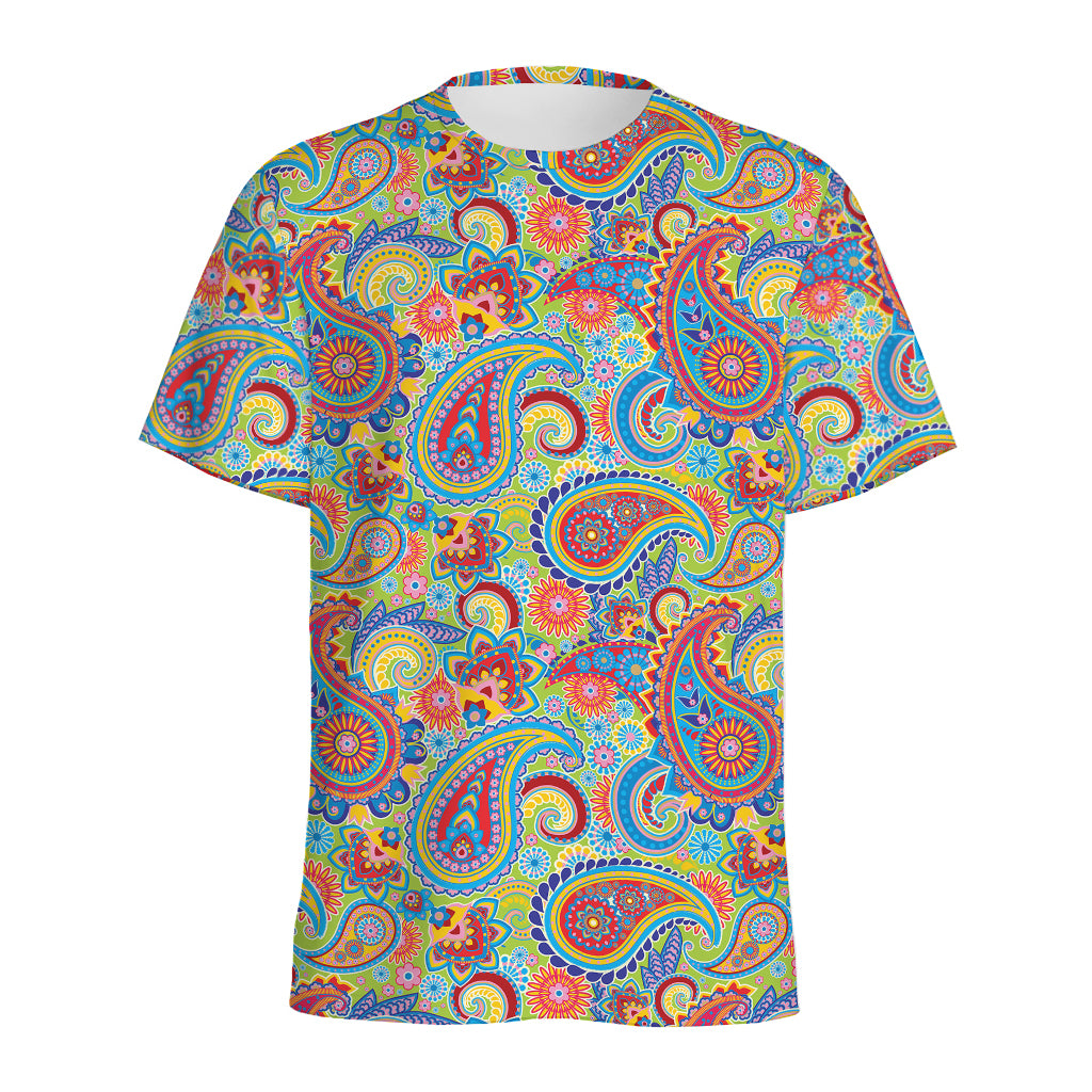 Asian Paisley Pattern Print Men's Sports T-Shirt