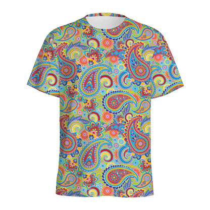 Asian Paisley Pattern Print Men's Sports T-Shirt