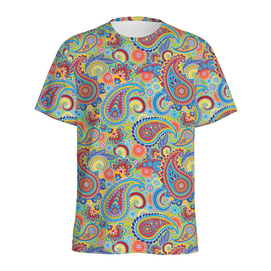 Asian Paisley Pattern Print Men's Sports T-Shirt