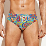 Asian Paisley Pattern Print Men's Swim Briefs
