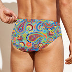 Asian Paisley Pattern Print Men's Swim Briefs
