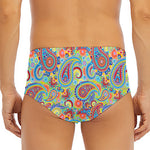 Asian Paisley Pattern Print Men's Triangle Swim Briefs