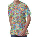 Asian Paisley Pattern Print Men's Velvet T-Shirt