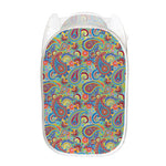 Asian Paisley Pattern Print Mesh Laundry Hamper