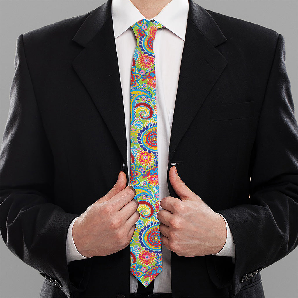 Asian Paisley Pattern Print Necktie