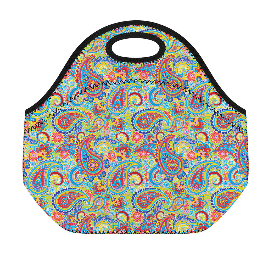 Asian Paisley Pattern Print Neoprene Lunch Bag