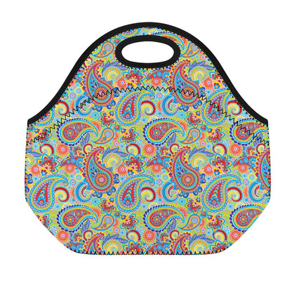 Asian Paisley Pattern Print Neoprene Lunch Bag
