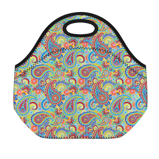 Asian Paisley Pattern Print Neoprene Lunch Bag