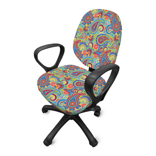 Asian Paisley Pattern Print Office Chair Cover