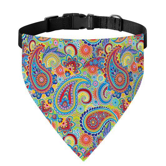 Asian Paisley Pattern Print Over The Collar Dog Bandana