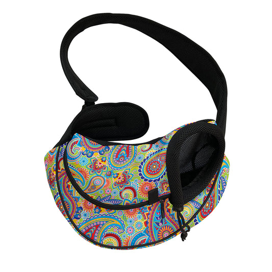 Asian Paisley Pattern Print Pet Sling Carrier
