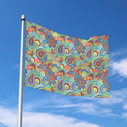 Asian Paisley Pattern Print Polyester Flag