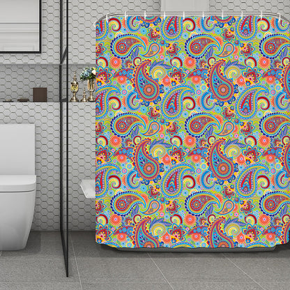 Asian Paisley Pattern Print Polyester Shower Curtain