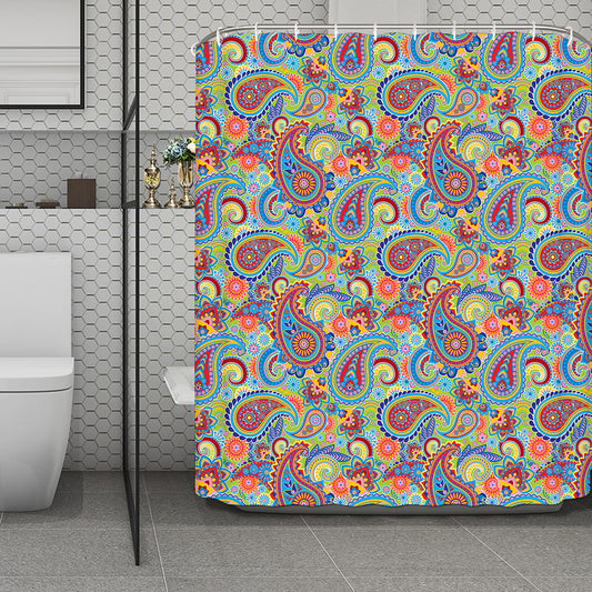 Asian Paisley Pattern Print Polyester Shower Curtain
