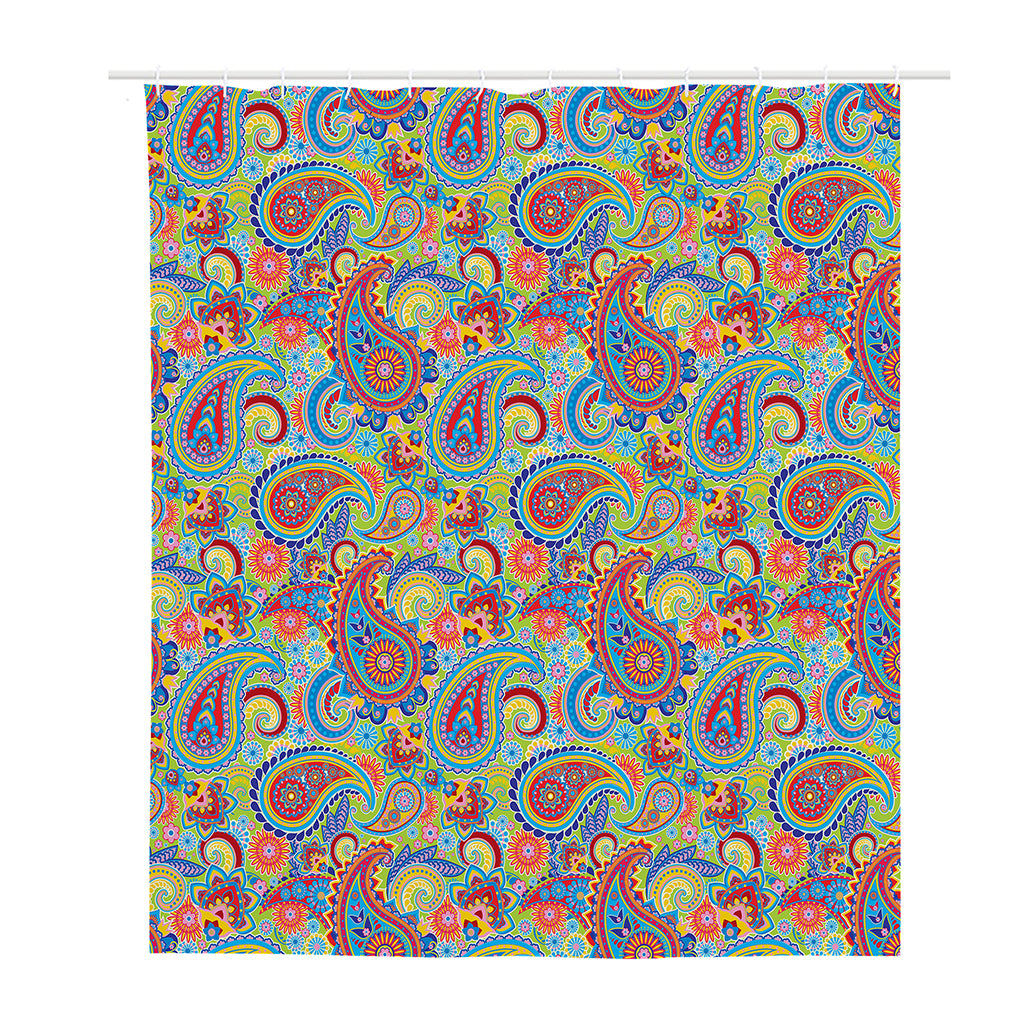 Asian Paisley Pattern Print Polyester Shower Curtain