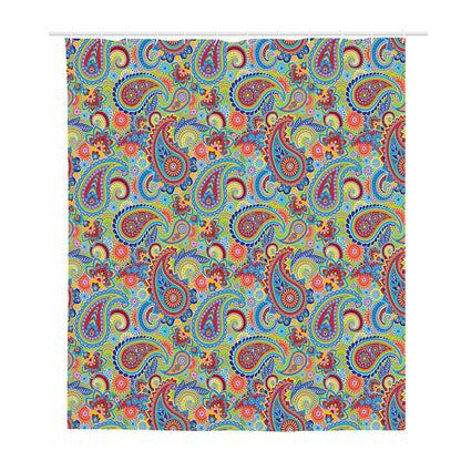 Asian Paisley Pattern Print Polyester Shower Curtain