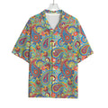 Asian Paisley Pattern Print Rayon Hawaiian Shirt
