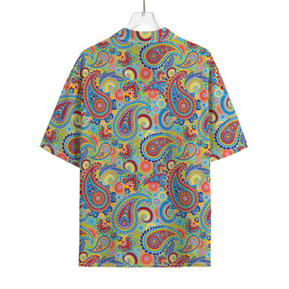 Asian Paisley Pattern Print Rayon Hawaiian Shirt