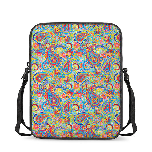 Asian Paisley Pattern Print Rectangular Crossbody Bag