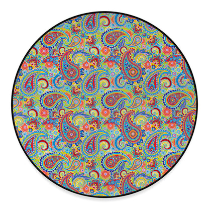 Asian Paisley Pattern Print Round Floor Mat