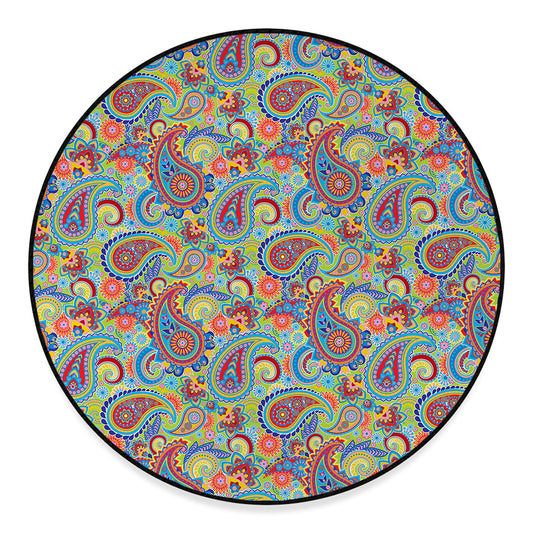 Asian Paisley Pattern Print Round Floor Mat