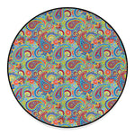 Asian Paisley Pattern Print Round Floor Mat
