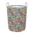 Asian Paisley Pattern Print Round Laundry Basket