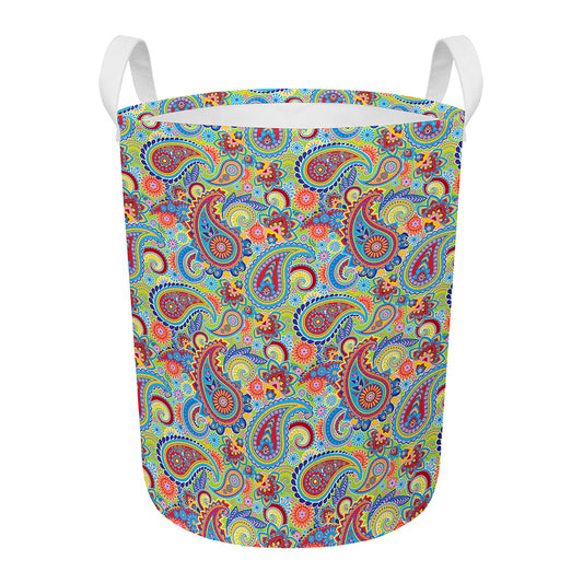 Asian Paisley Pattern Print Round Laundry Basket
