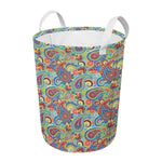 Asian Paisley Pattern Print Round Laundry Basket
