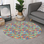 Asian Paisley Pattern Print Round Rug