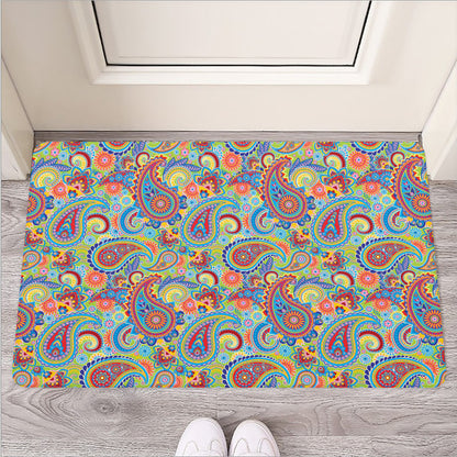 Asian Paisley Pattern Print Rubber Doormat