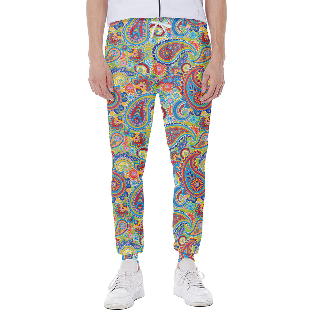 Asian Paisley Pattern Print Scuba Joggers