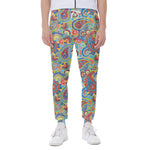 Asian Paisley Pattern Print Scuba Joggers