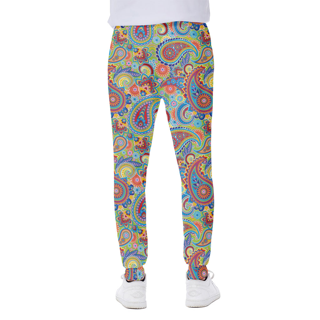 Asian Paisley Pattern Print Scuba Joggers