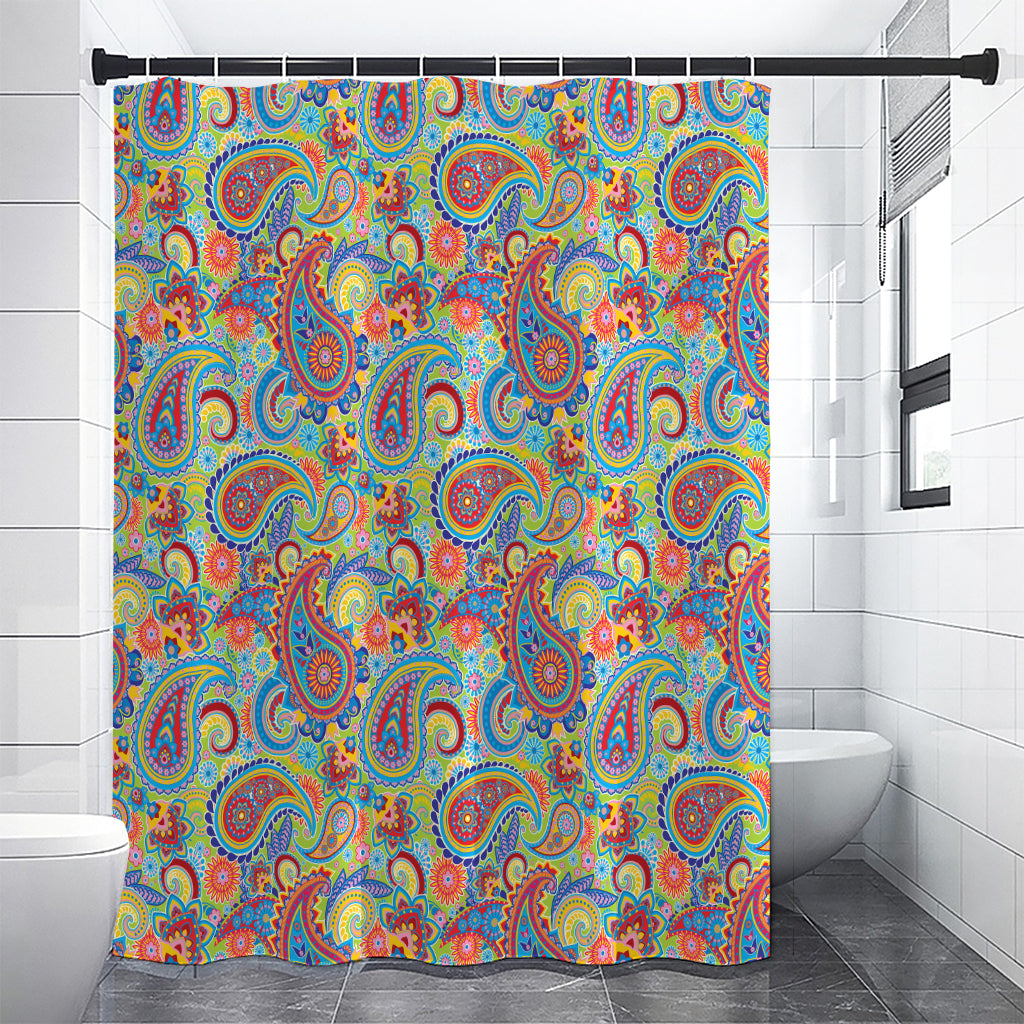Asian Paisley Pattern Print Shower Curtain
