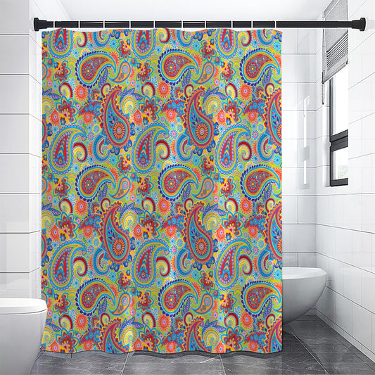 Asian Paisley Pattern Print Shower Curtain
