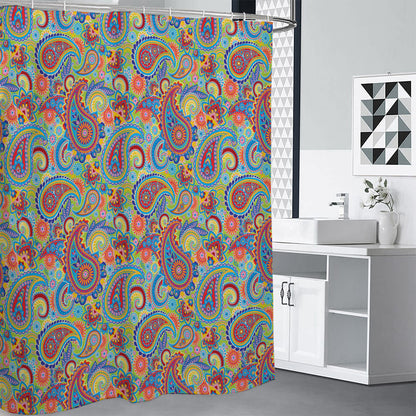 Asian Paisley Pattern Print Shower Curtain