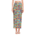 Asian Paisley Pattern Print Side Slit Maxi Skirt