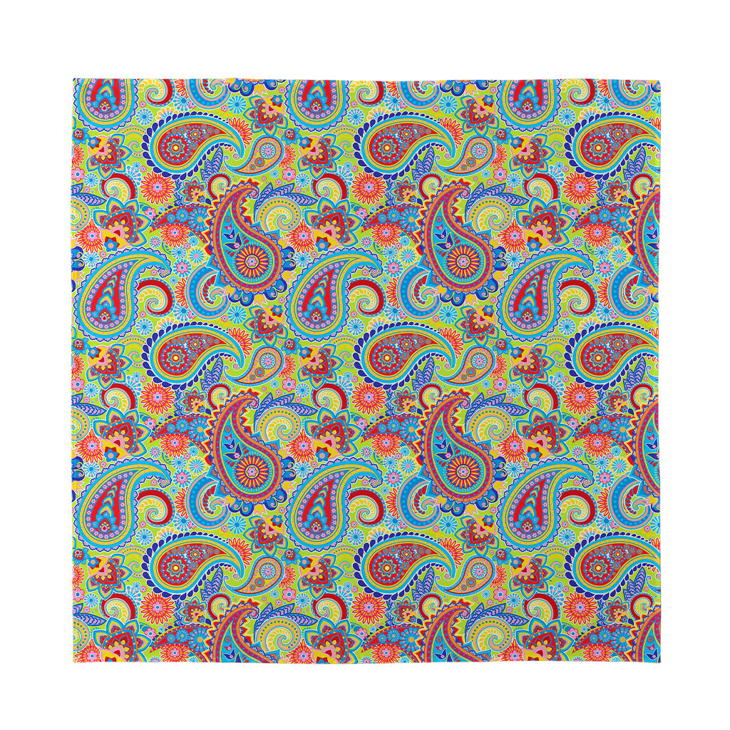 Asian Paisley Pattern Print Silk Bandana
